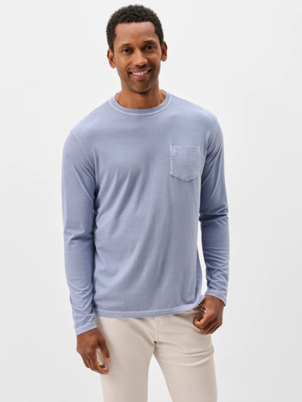 johnnie-O Brennan 2.0 Long Sleeve Pocket Tee Navy Men's XL Cotton Modal